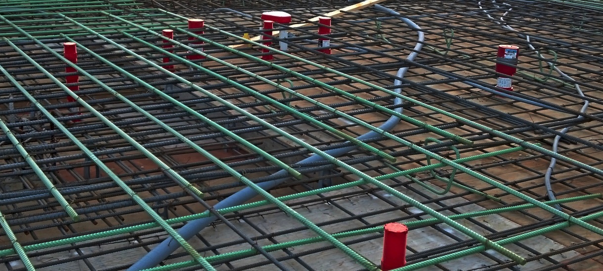 Picture of rebar on a roof